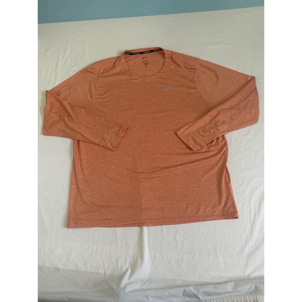 Nike Running Dri-FIT Shirt Mens XXL Orange Heather Long Sleeve Performance Top